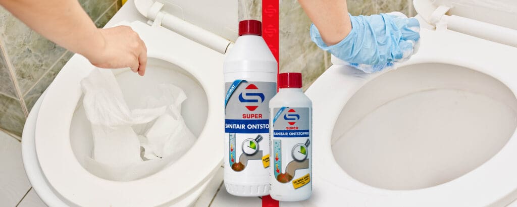 Voor en na chemische wc ontstopper